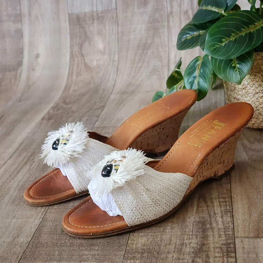 Fredelle for Jean's Sandal Bar Vintage Raffia Slide Sandals Size 8N - Picture 5 of 16
